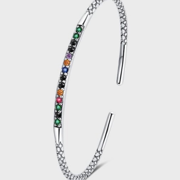 Solid Sterling Silver 925 Cuff Bangle Bracelet - Picture 5 of 13